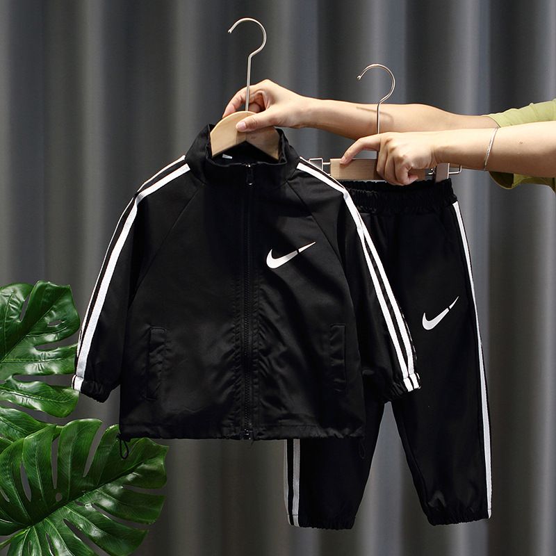 Western style autumn style spring Korean style boy fashionable two-piece set Green denim boys' suit Leisure and Sports Boys' Set