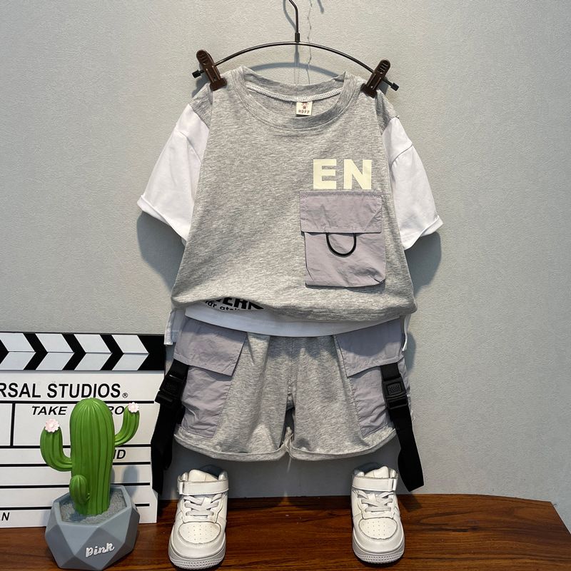 Trendy children's clothing boy's summer suit new summer small children's handsome baby Summer short sleeve clothes Sets