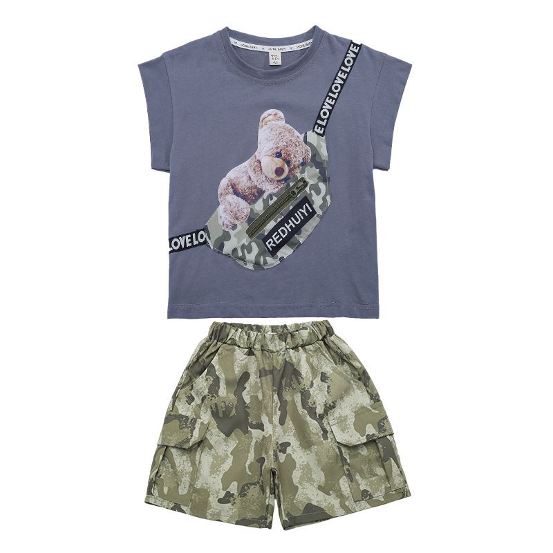 Fashion Cool Summer Joker Newborn Baby New Summer Kids Clothes Baby Clothing Sets Short Sleeved Two Pieces Boys  Sets