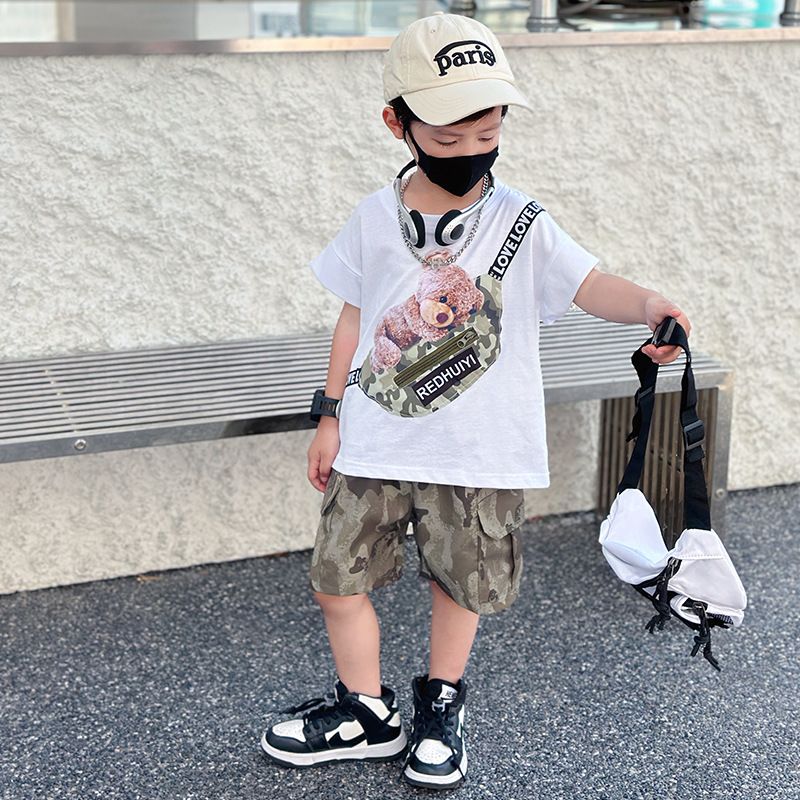 Fashion Cool Summer Joker Newborn Baby New Summer Kids Clothes Baby Clothing Sets Short Sleeved Two Pieces Boys  Sets