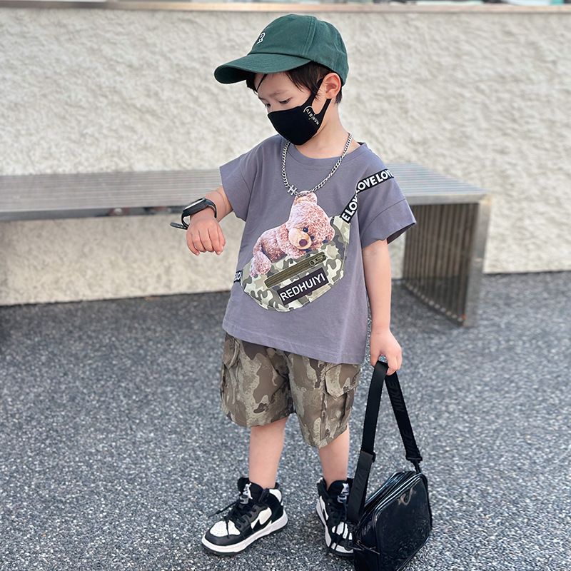 Fashion Cool Summer Joker Newborn Baby New Summer Kids Clothes Baby Clothing Sets Short Sleeved Two Pieces Boys  Sets