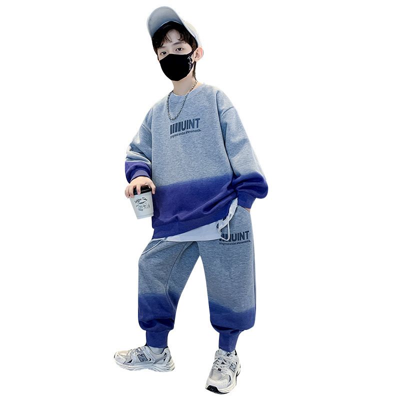 Autumn fashion children's clothing suit letter pattern gradient color long-sleeved top casual trousers boys suit