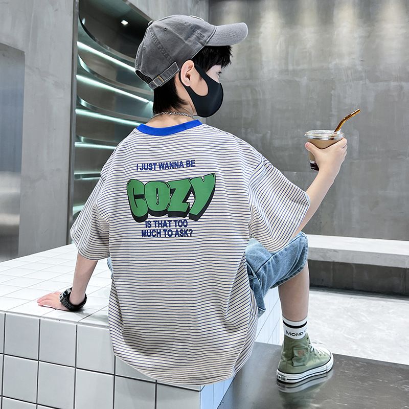 High Quality Teen Boys Summer Clothes Wholesale Letter T-shirt Baggy Denim Shorts boys clothing sets 7 to 12 years old Clothing Sets