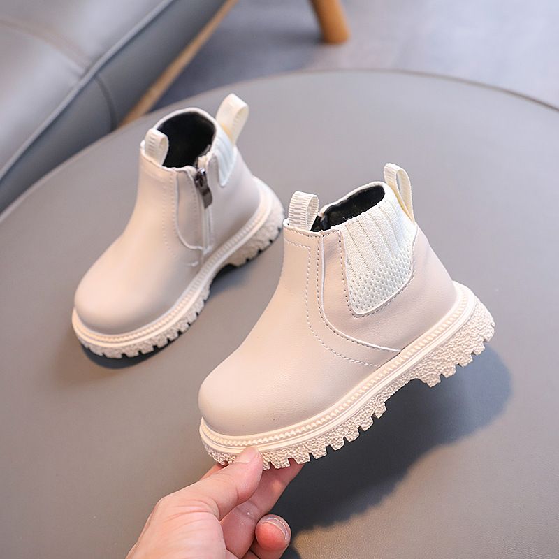New Children's Fashion British Ankle Boots Boy Side Zipper Fashion Leather Shoes Children Girls Boys Shoes Kid's Boots Baby Shoes