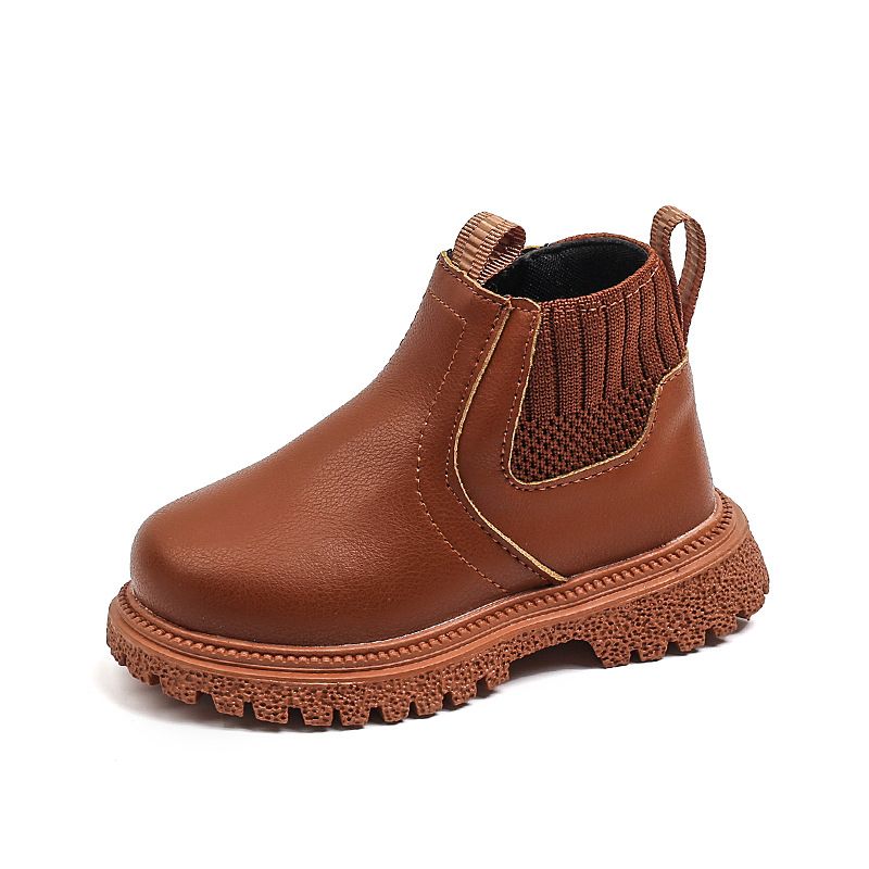 New Children's Fashion British Ankle Boots Boy Side Zipper Fashion Leather Shoes Children Girls Boys Shoes Kid's Boots Baby Shoes