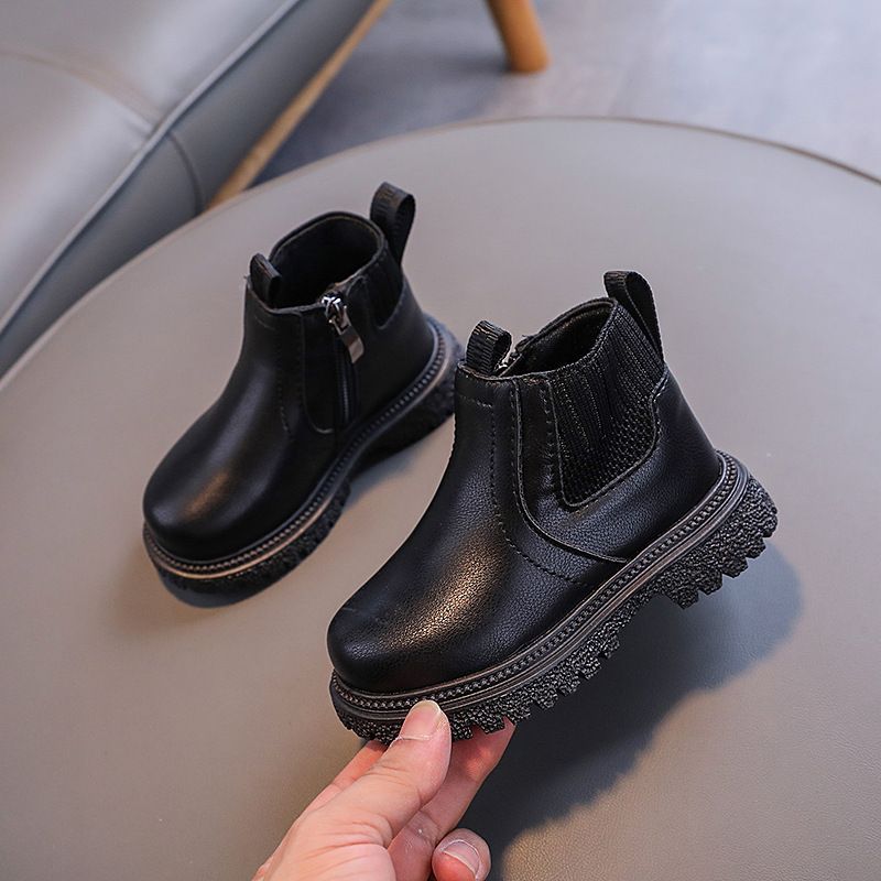 New Children's Fashion British Ankle Boots Boy Side Zipper Fashion Leather Shoes Children Girls Boys Shoes Kid's Boots Baby Shoes