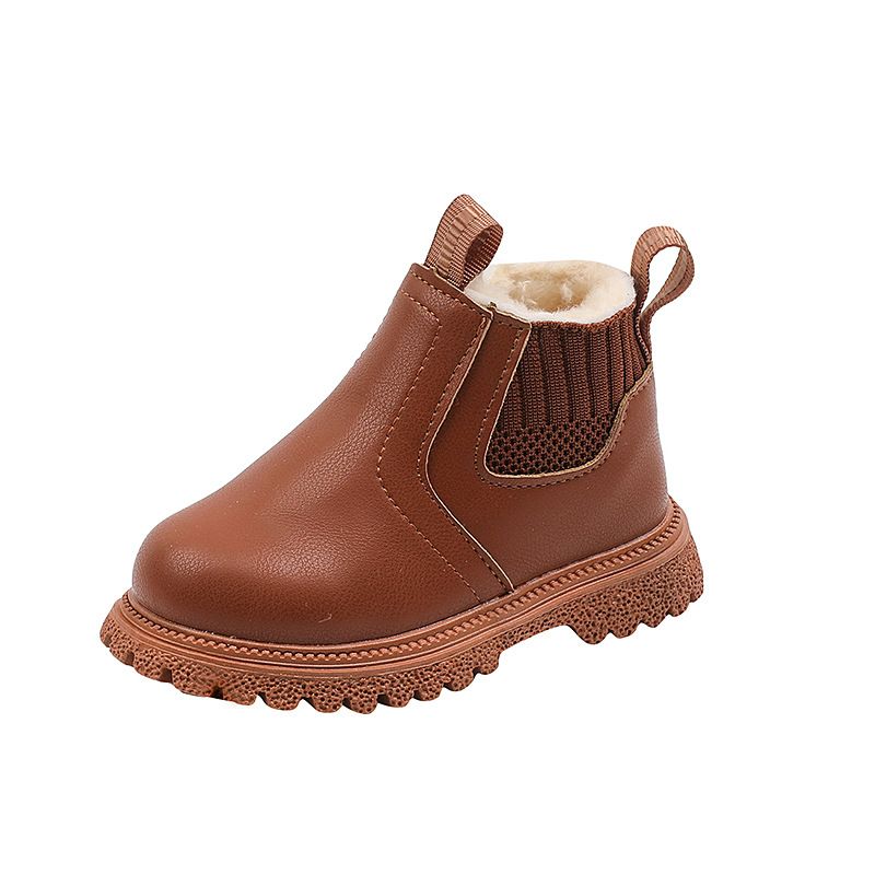 New Winter Plush Children's Fashion British Short Boots Kids Party Boots Soft Bottom Shoes For Boys And Girls  Baby Shoes