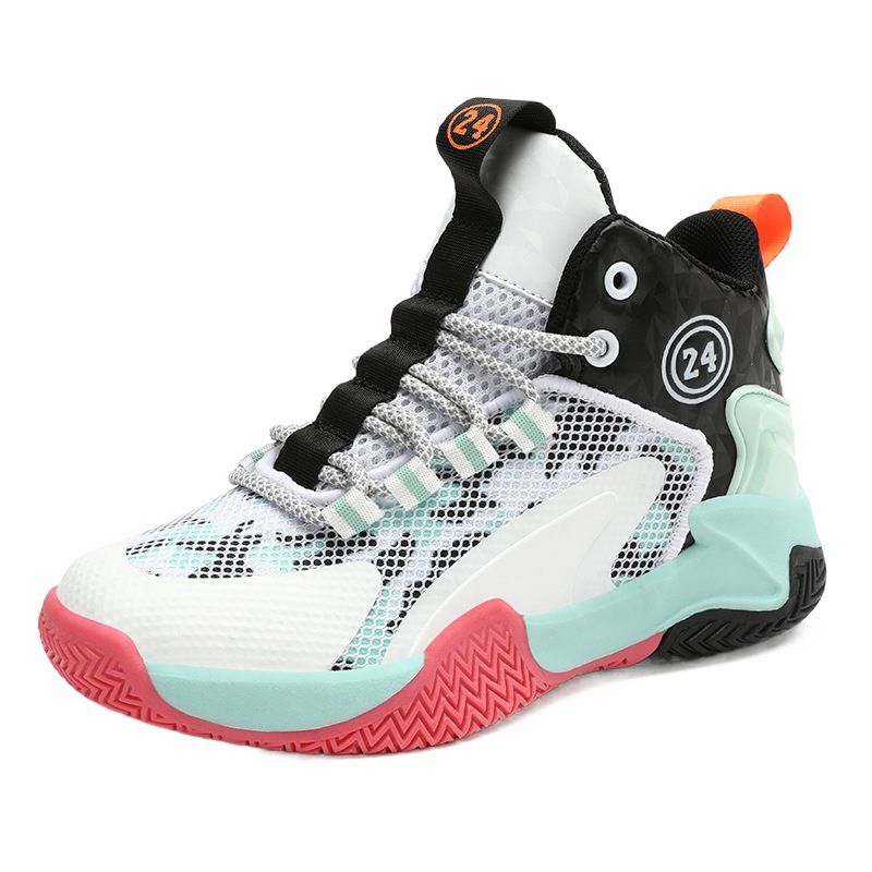 Boys' Basketball Sports Shoes New Soft Bottom Anti Slip Medium And Large Sports Fashion Comfortable Breathable High Top Sneakers