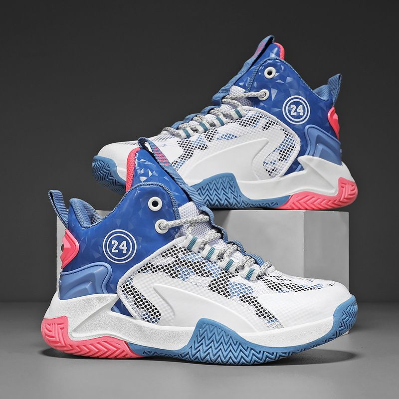 Boys' Basketball Sports Shoes New Soft Bottom Anti Slip Medium And Large Sports Fashion Comfortable Breathable High Top Sneakers