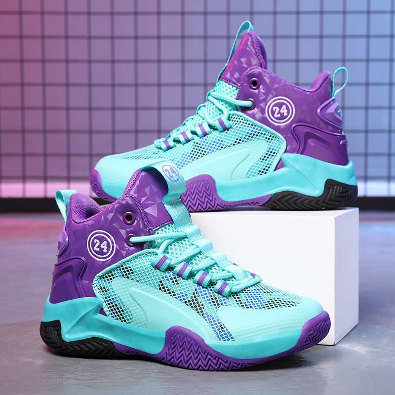 Boys' Basketball Sports Shoes New Soft Bottom Anti Slip Medium And Large Sports Fashion Comfortable Breathable High Top Sneakers