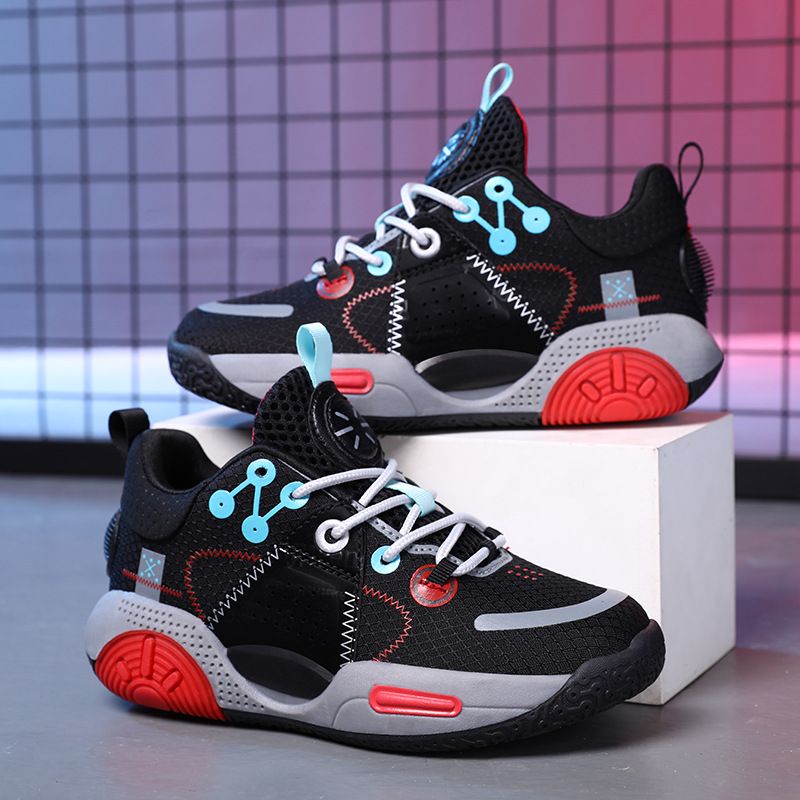 Boys' Basketball Sports Shoes New Soft Bottom Anti Slip Medium And Large Sports Fashion Comfortable Breathable High Top Sneakers