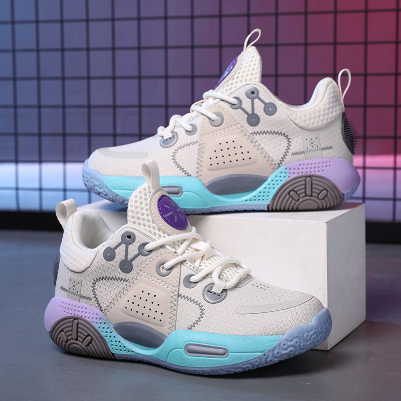 Boys' Basketball Sports Shoes New Soft Bottom Anti Slip Medium And Large Sports Fashion Comfortable Breathable High Top Sneakers