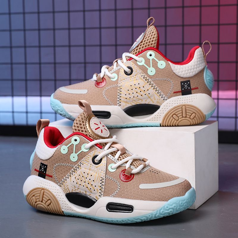 Boys' Basketball Sports Shoes New Soft Bottom Anti Slip Medium And Large Sports Fashion Comfortable Breathable High Top Sneakers