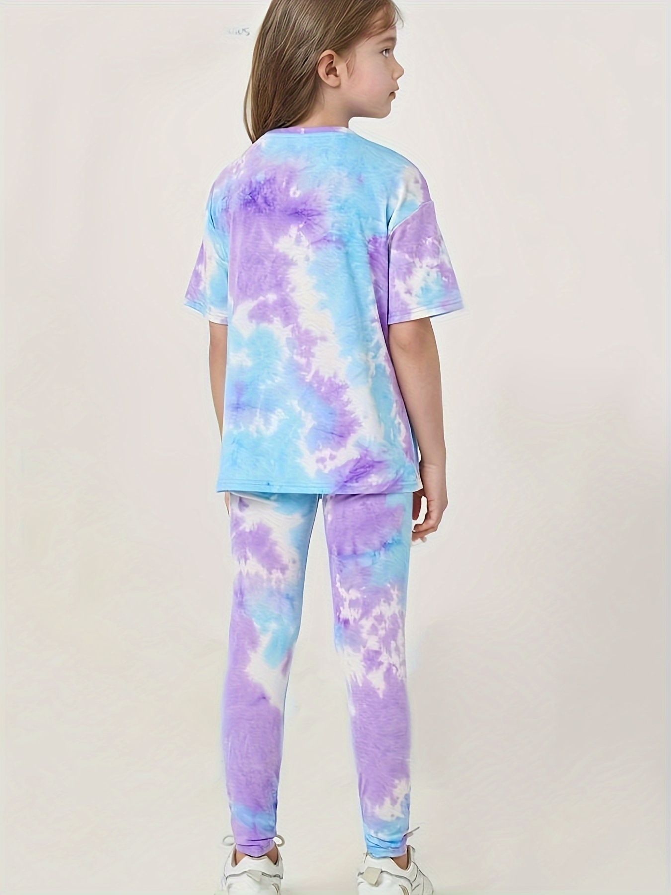 Fashion Tie Dye Print Kids Cotton Sleepwear Suit Girls Dresses Women Shorts Set Children Romper Outfits  Clothing Sets