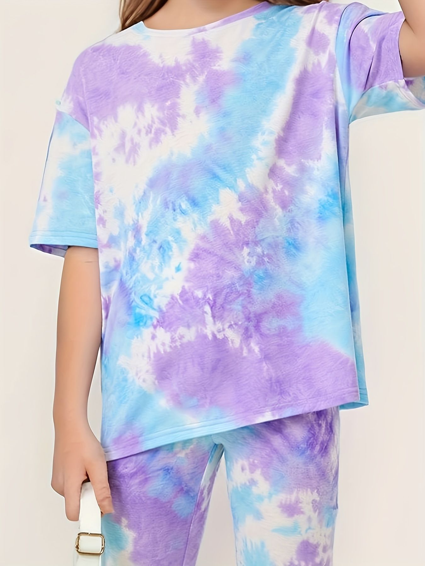 Fashion Tie Dye Print Kids Cotton Sleepwear Suit Girls Dresses Women Shorts Set Children Romper Outfits  Clothing Sets