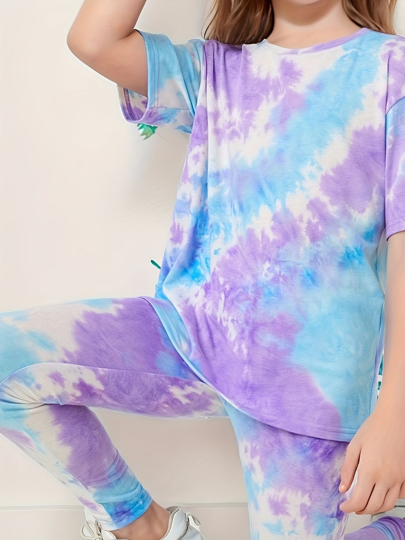 Fashion Tie Dye Print Kids Cotton Sleepwear Suit Girls Dresses Women Shorts Set Children Romper Outfits  Clothing Sets