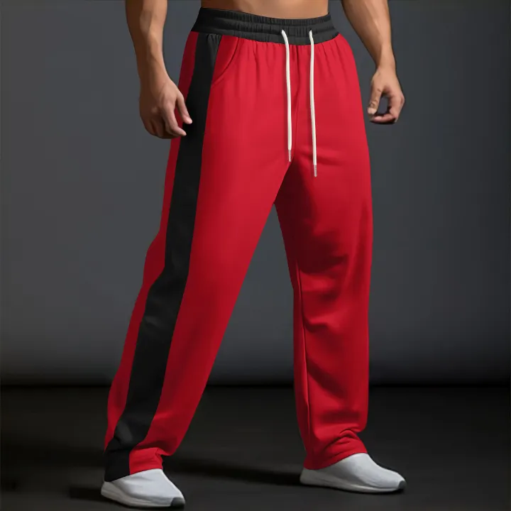 Custom Men's Baggy Trousers Streetwear Loose Breathable Sweatpants Stacks Gym Sport Fitness Jogger Pant Casual
