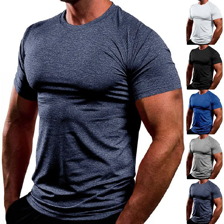 Shirts US Size Custom  Short Sleeve Slim Fit Workout Clothing Men Fitness Muscle GYM T-Shirts