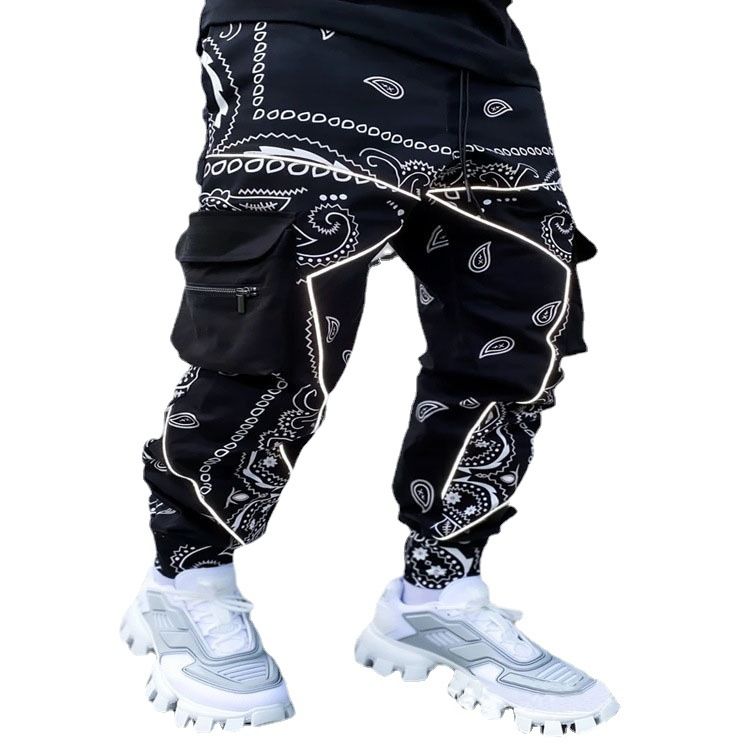 Custom Printed Wholesale Streetwear Baggy Multi Pockets Distressed Cargo Pants for Men  Casual