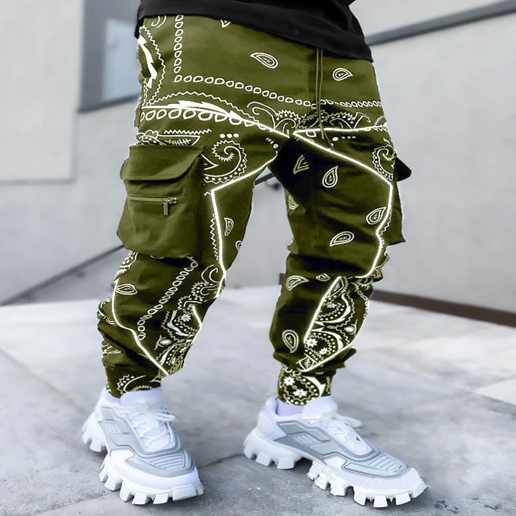 Custom Printed Wholesale Streetwear Baggy Multi Pockets Distressed Cargo Pants for Men  Casual