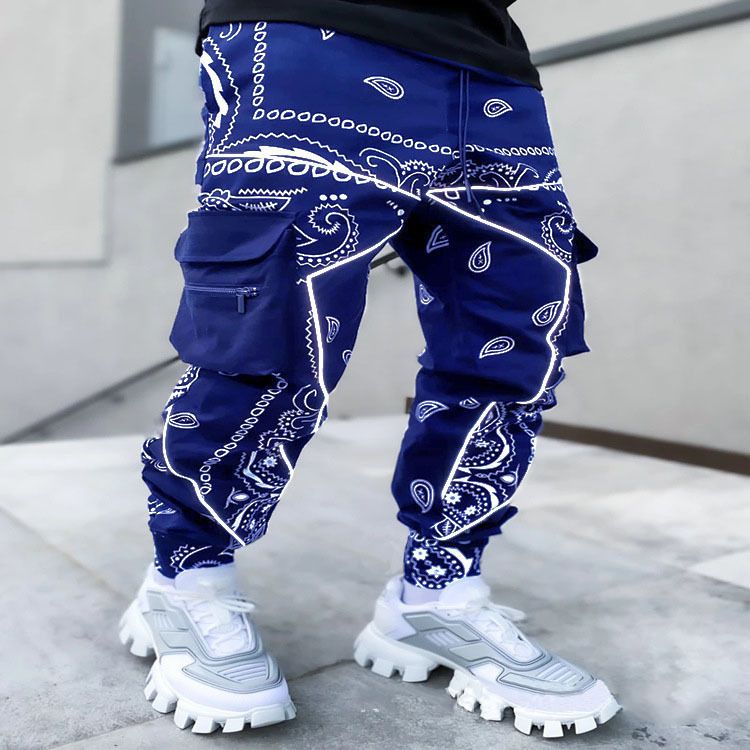 Custom Printed Wholesale Streetwear Baggy Multi Pockets Distressed Cargo Pants for Men  Casual