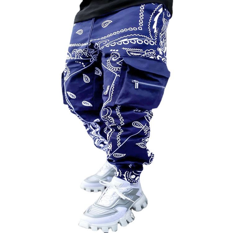 Custom Printed Wholesale Streetwear Baggy Multi Pockets Distressed Cargo Pants for Men  Casual
