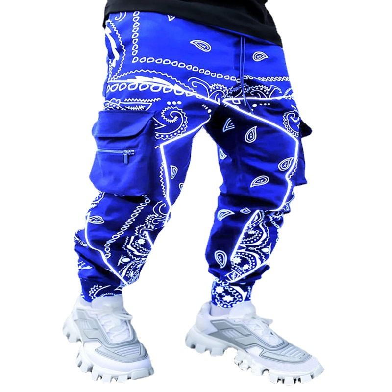 Custom Printed Wholesale Streetwear Baggy Multi Pockets Distressed Cargo Pants for Men  Casual