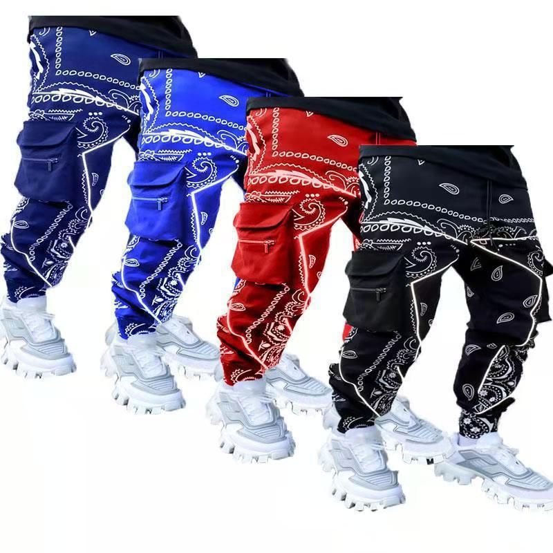 Custom Printed Wholesale Streetwear Baggy Multi Pockets Distressed Cargo Pants for Men  Casual