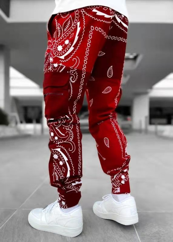 Custom Printed Wholesale Streetwear Baggy Multi Pockets Distressed Cargo Pants for Men  Casual