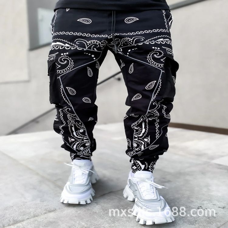 Custom Printed Wholesale Streetwear Baggy Multi Pockets Distressed Cargo Pants for Men  Casual