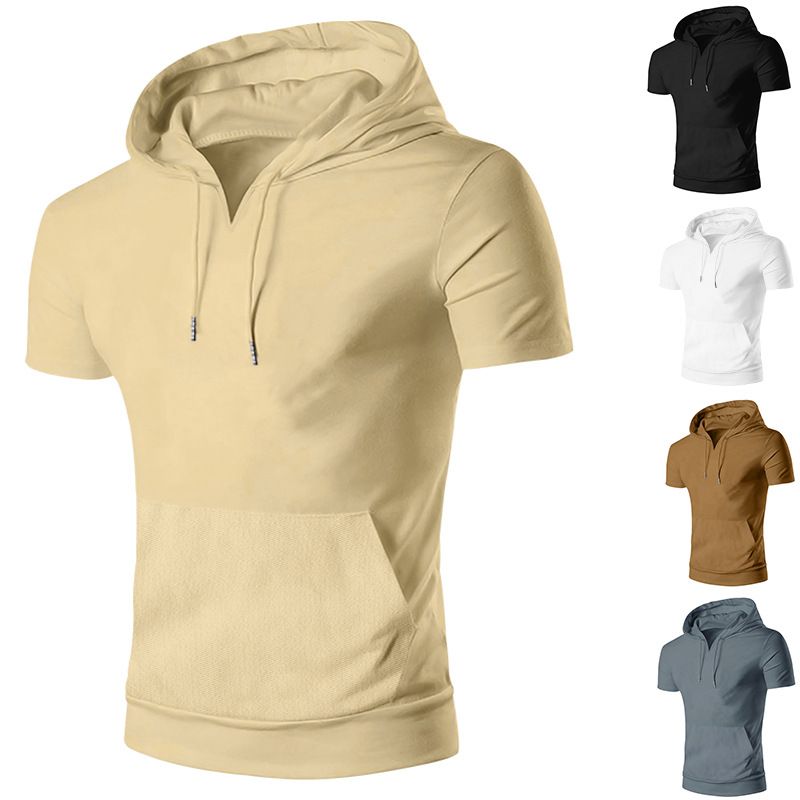 Men Short Sleeve Hoodie Relaxed Fit Fashion Casual Men's Hoodies Sweatshirts Lightweight Hip Hop Streetwear Hoodie  T-Shirts
