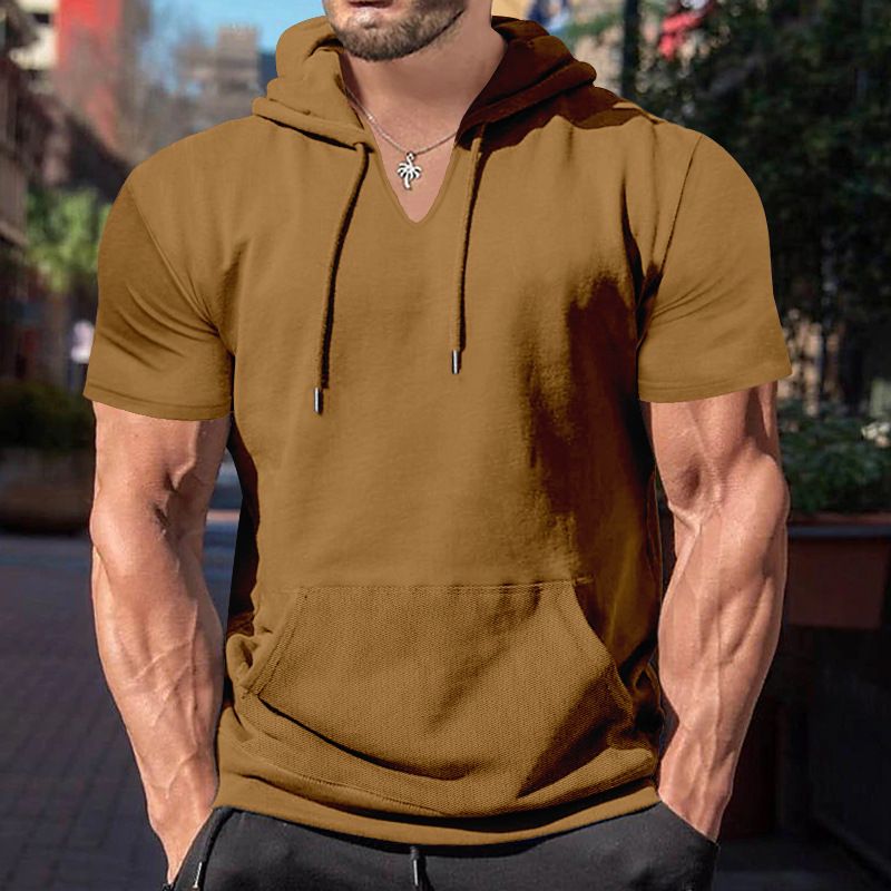 Men Short Sleeve Hoodie Relaxed Fit Fashion Casual Men's Hoodies Sweatshirts Lightweight Hip Hop Streetwear Hoodie  T-Shirts