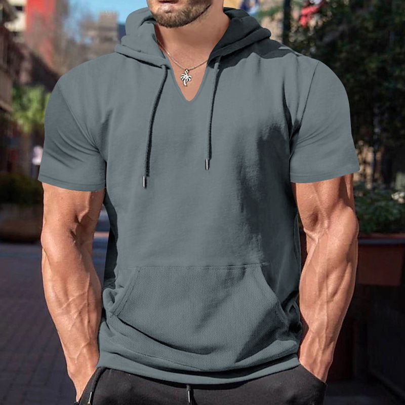 Men Short Sleeve Hoodie Relaxed Fit Fashion Casual Men's Hoodies Sweatshirts Lightweight Hip Hop Streetwear Hoodie  T-Shirts