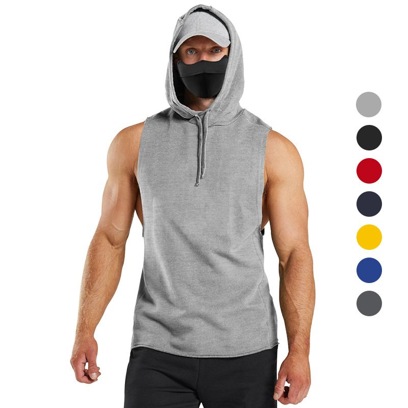 Hood Gym Clothing for Men Sleeveless Hoodie Training Tank Top Men Plain Men Hoodies Sweatshirts Singlets Hommes T-Shirts