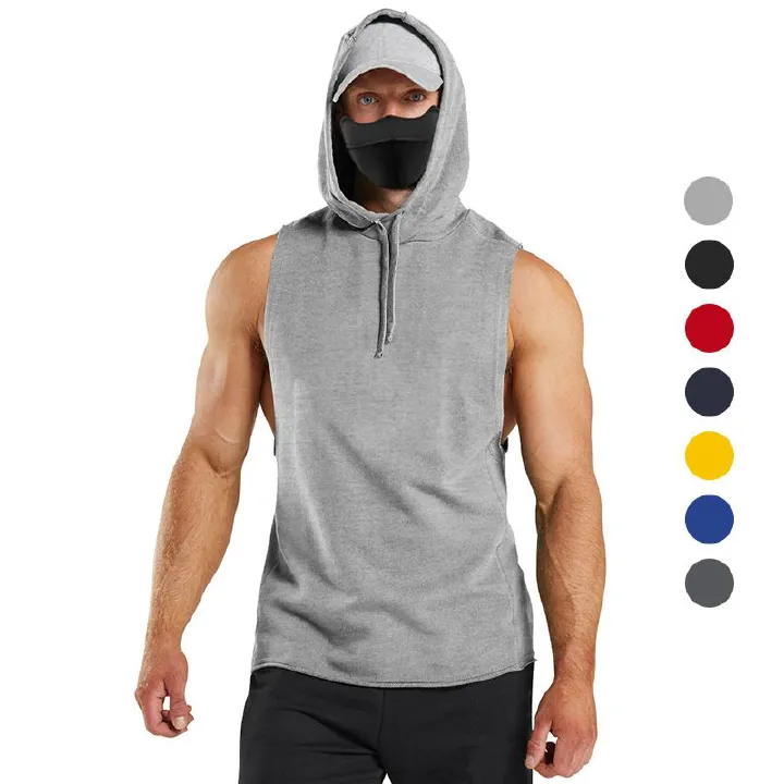 Hood Gym Clothing for Men Sleeveless Hoodie Training Tank Top Men Plain Men Hoodies Sweatshirts Singlets Hommes T-Shirts