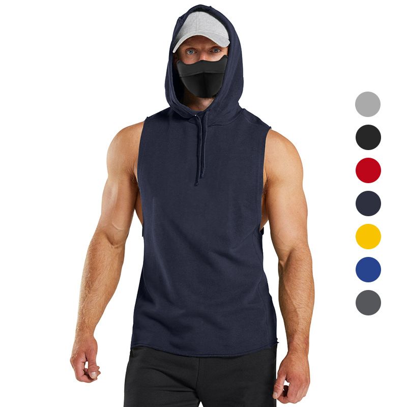 Hood Gym Clothing for Men Sleeveless Hoodie Training Tank Top Men Plain Men Hoodies Sweatshirts Singlets Hommes T-Shirts