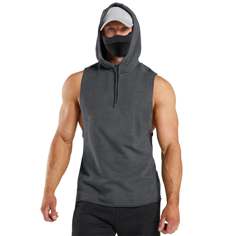 Hood Gym Clothing for Men Sleeveless Hoodie Training Tank Top Men Plain Men Hoodies Sweatshirts Singlets Hommes T-Shirts