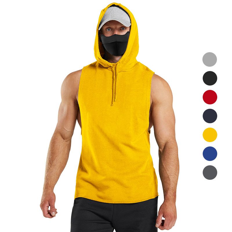 Hood Gym Clothing for Men Sleeveless Hoodie Training Tank Top Men Plain Men Hoodies Sweatshirts Singlets Hommes T-Shirts