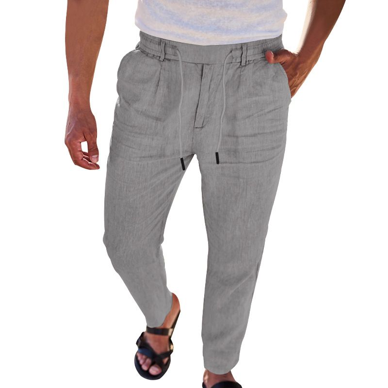 Men's Long Pants Linen Trousers Loose Lightweight Casual Yoga Beach Casual Cotton Linen Straight Breathable Streetwear Trousers Casual
