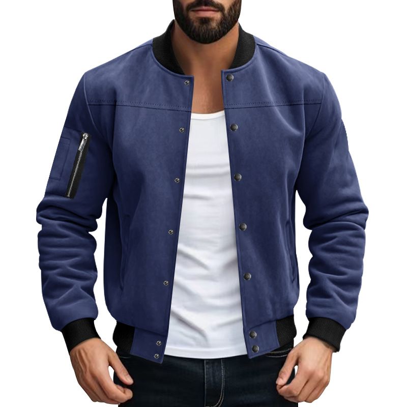 Autumn and Winter Men's Coat Stand Collar Button Cardigan Jacket Casual  Men's Clothing  Tops  Jackets  Coats