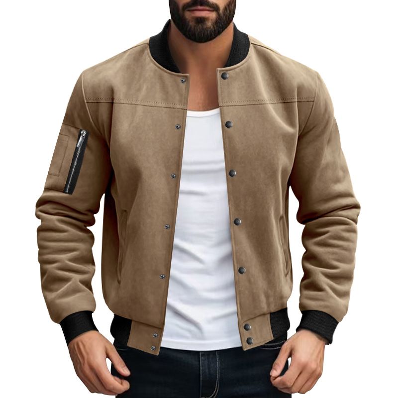 Autumn and Winter Men's Coat Stand Collar Button Cardigan Jacket Casual  Men's Clothing  Tops  Jackets  Coats
