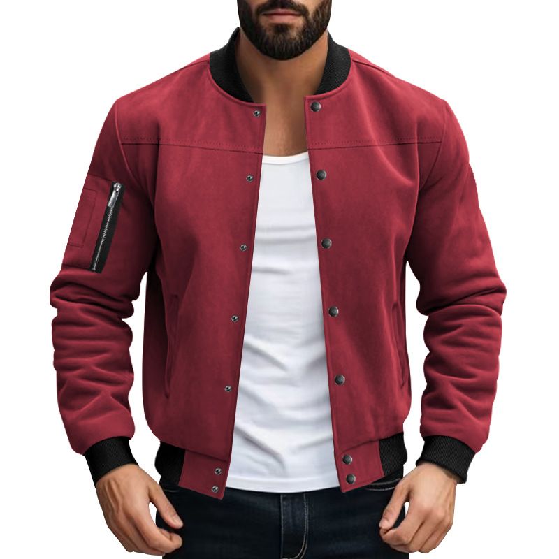 Autumn and Winter Men's Coat Stand Collar Button Cardigan Jacket Casual  Men's Clothing  Tops  Jackets  Coats