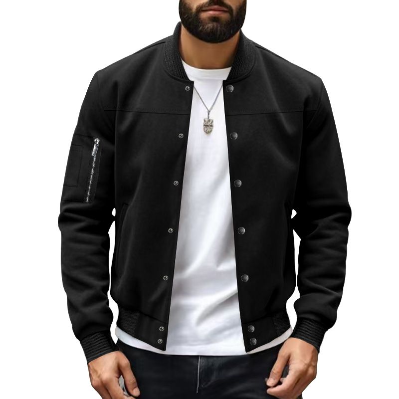 Autumn and Winter Men's Coat Stand Collar Button Cardigan Jacket Casual  Men's Clothing  Tops  Jackets  Coats