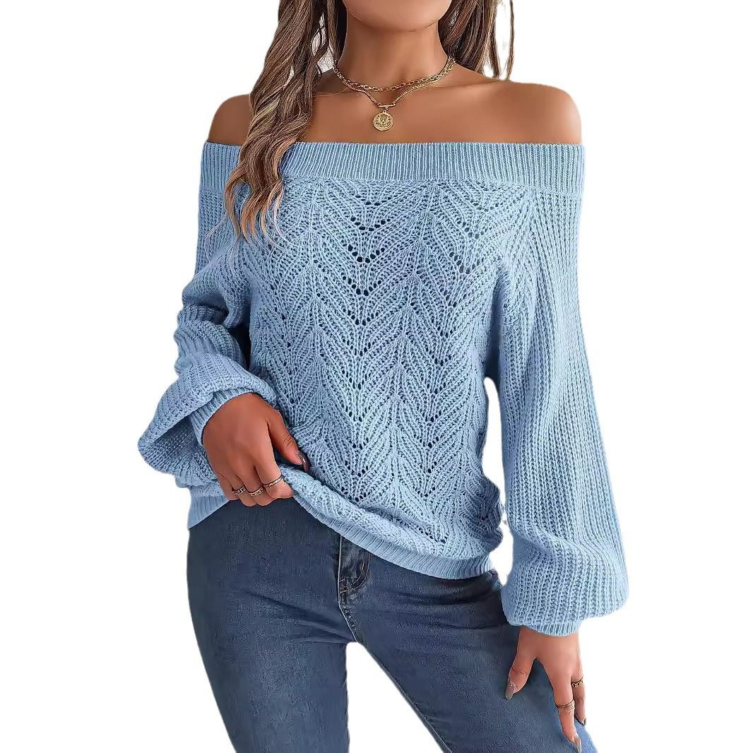 Popular Winter Knitting Pullover Sweatshirt Top Ladies Lantern Sleeve Tops Basic Jumpers Woman Clothes Sweaters