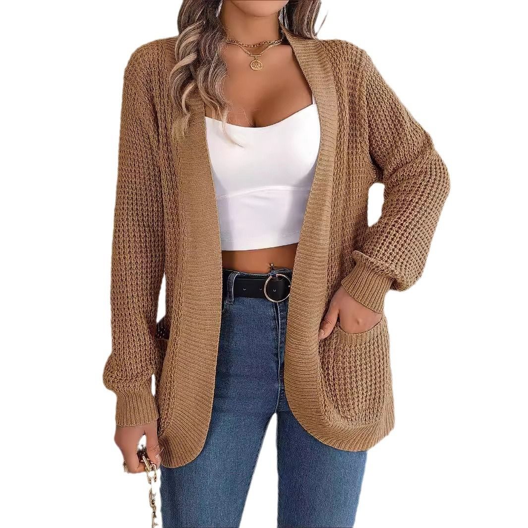 Fall Fashion Cardigan Sweaters Lightweight Open Front Knit Casual Long Camber Hem Cardigans Outfits With Pockets Sweaters