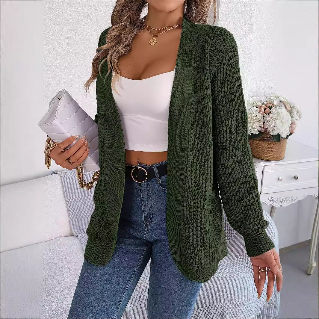 Fall Fashion Cardigan Sweaters Lightweight Open Front Knit Casual Long Camber Hem Cardigans Outfits With Pockets Sweaters