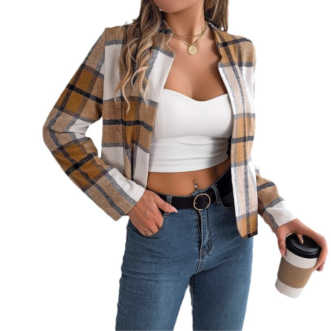 Women Clothes Street Wear Women's Hoodies Plaid Shirt Long Sleeve for Women Coats