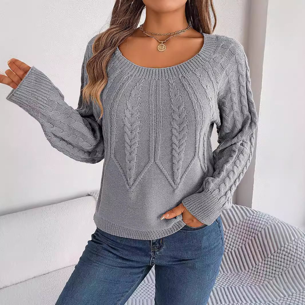 New Arrival Knitted Women Clothes Knitwear Cotton Crew Neck Short Knit Sweater Loose Solid Pullover Sweaters