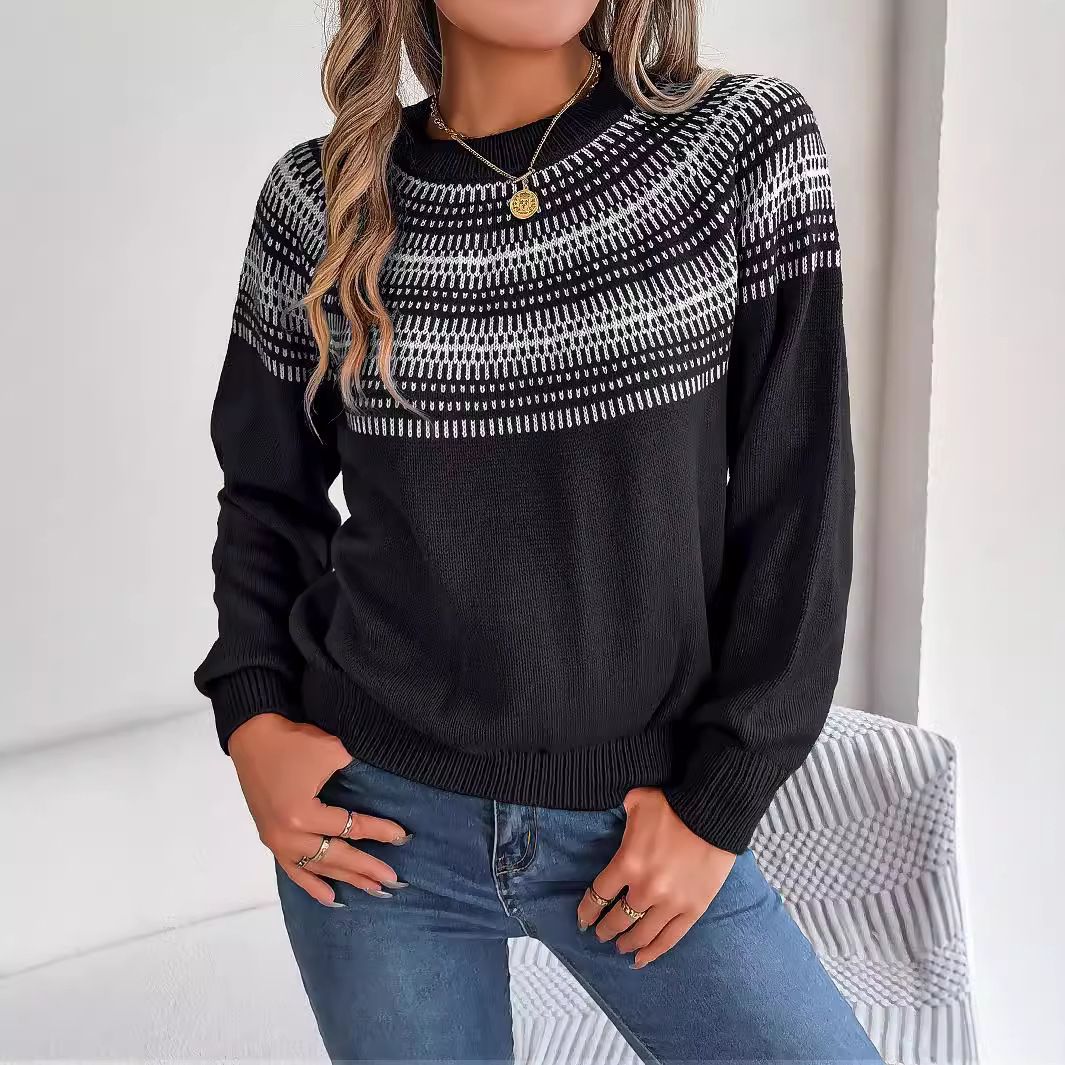 Direct Manufacturer Custom Women's Long-Sleeved Pullover Winter Clothing Warm Fashion Casual Cotton Front Logo Knitted Weaving  Sweaters