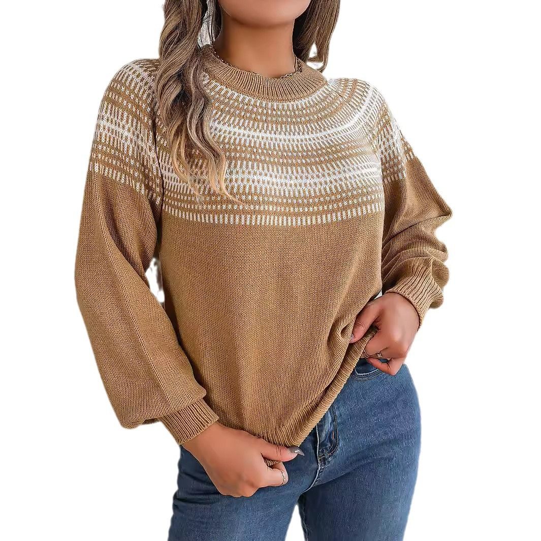 Direct Manufacturer Custom Women's Long-Sleeved Pullover Winter Clothing Warm Fashion Casual Cotton Front Logo Knitted Weaving  Sweaters